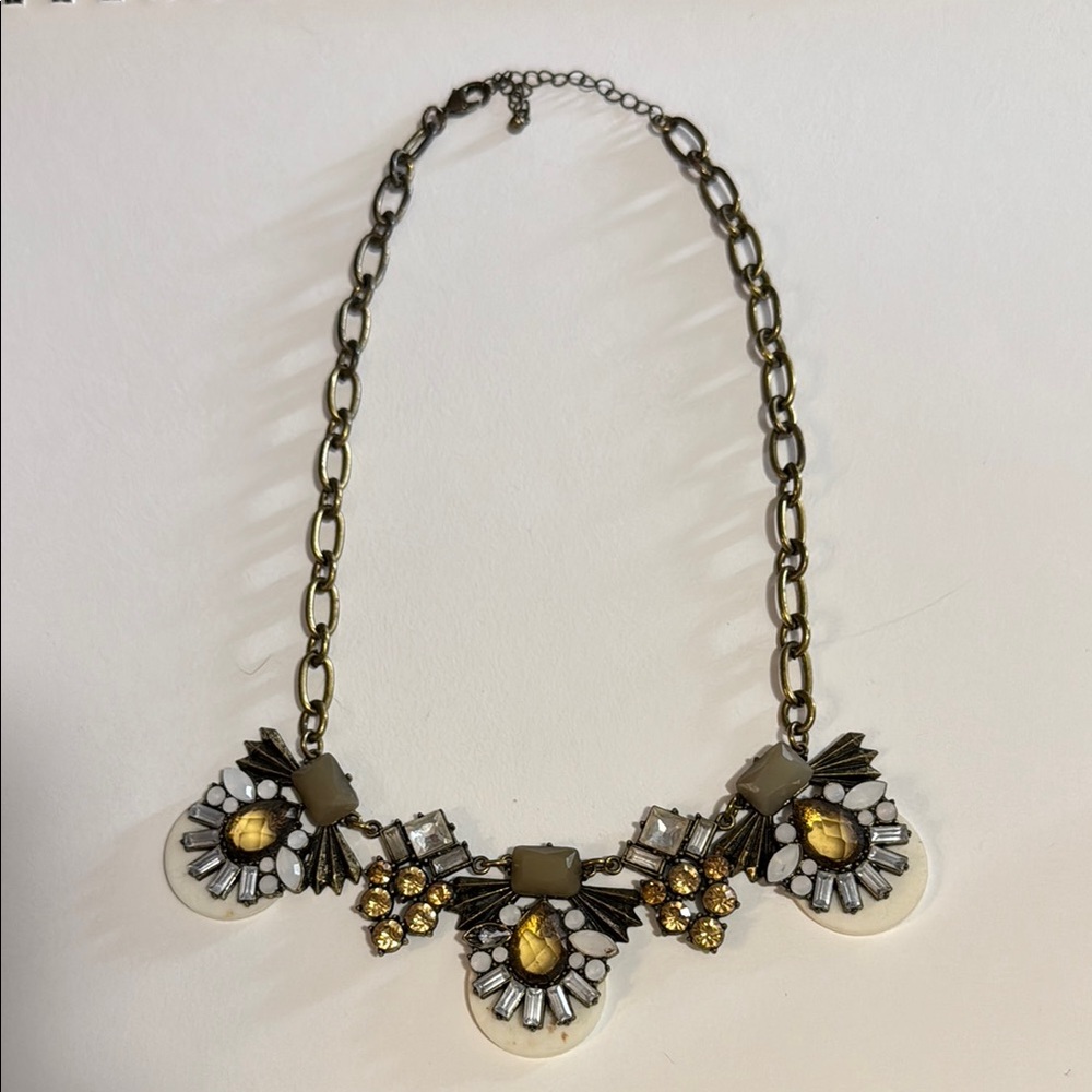 Jcrew Elegant Gold and Yellow Statement Necklace 16”-18”